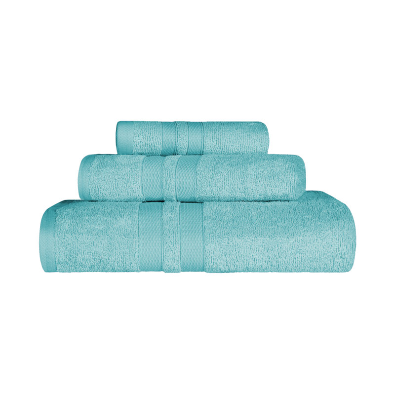 Ensemble de serviettes 3 pièces 100% coton Charie, Cyan