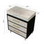 Meuble-lavabo autoportant moderne avec lavabo vasque en céramique et plateau en pierre frittée durable-477132870
