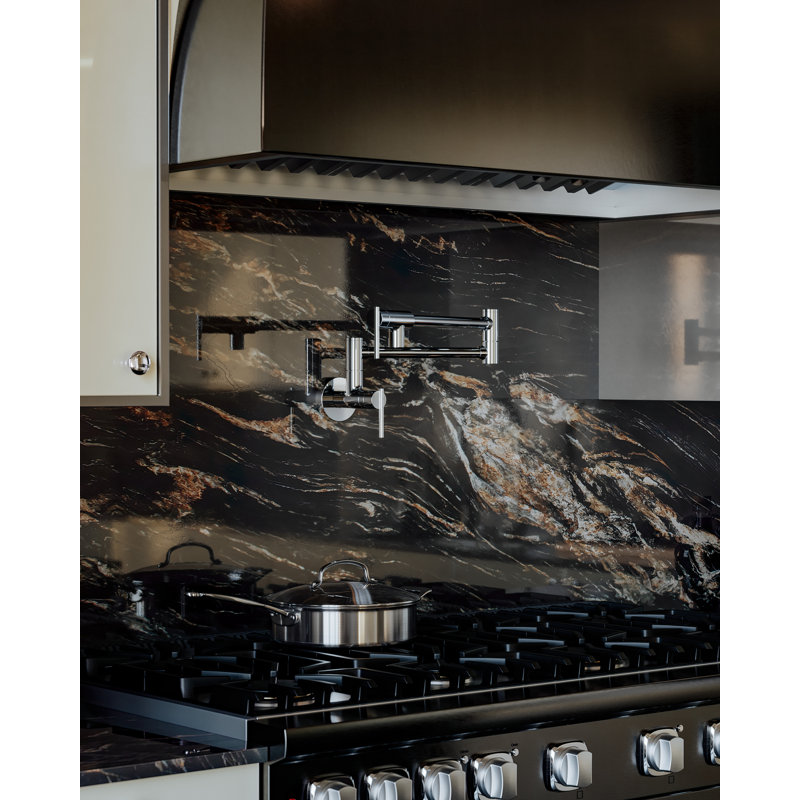 Robinet de cuisine latéral rétractable avec bec en C, Acier inoxydable