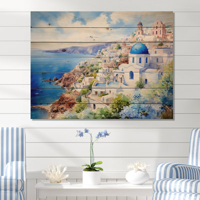 Santorini, Grèce, bord de mer, sérénité I - Grèce sur bois