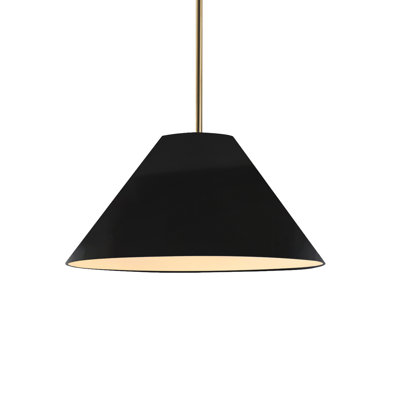 Radiance - Avola 1-Light Pendant - Muted Yellow - Matte Black - 15"W x 7.25"H - Dedicated LED - Rigid Stem