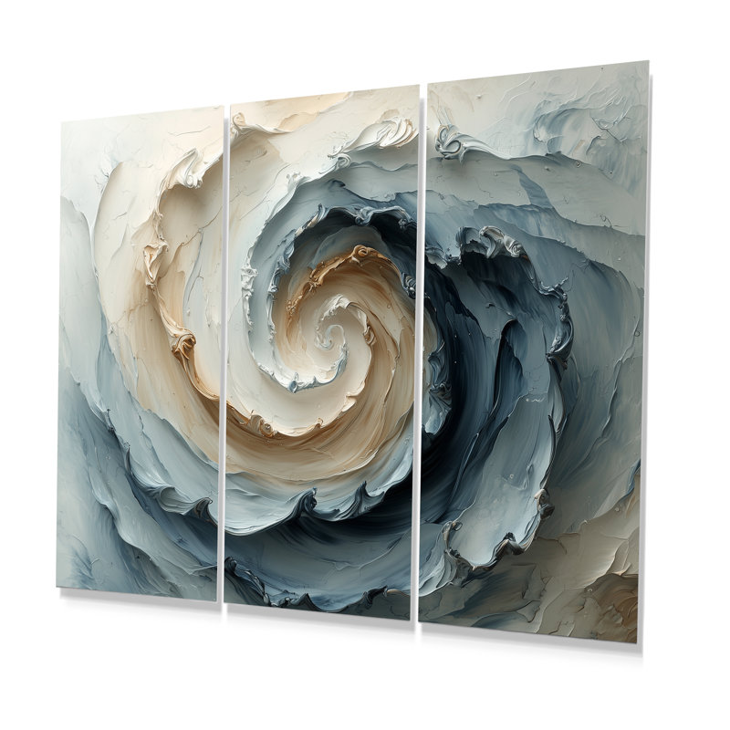 Ensemble de salon bleu et blanc Spiraling Profondeurs - Spirales abstraites, Métal métal, H 28 po x l 36 po x P 1 po