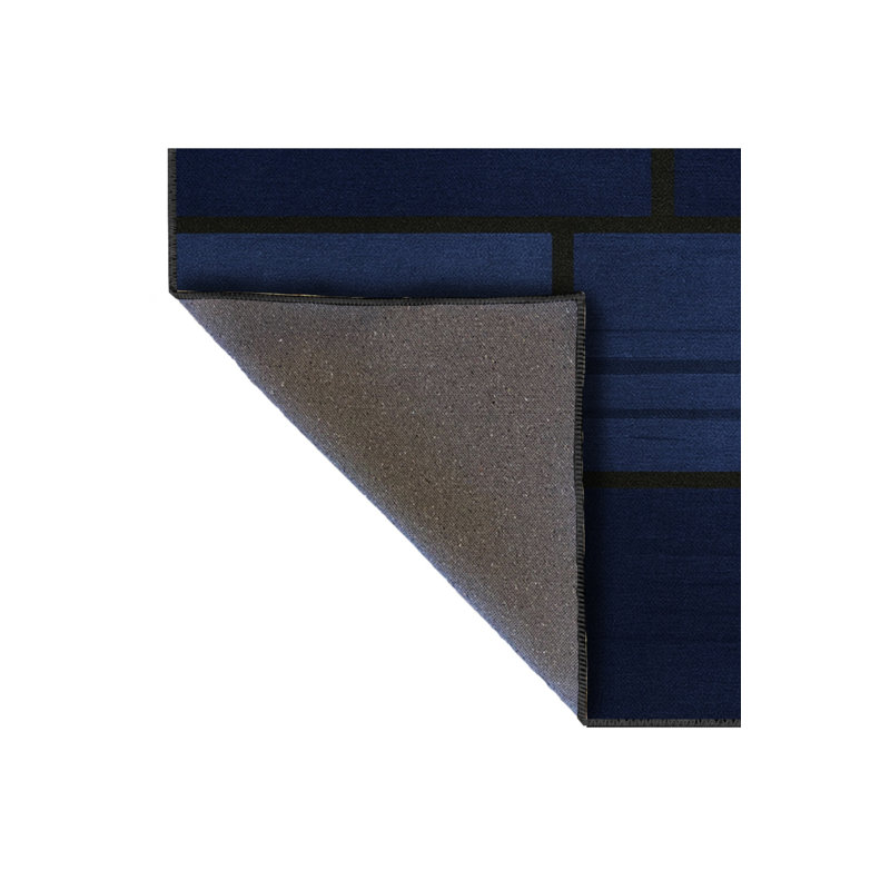 Tapis bleu tissé lavable rétro Mosso, 3'11" x 5'11"