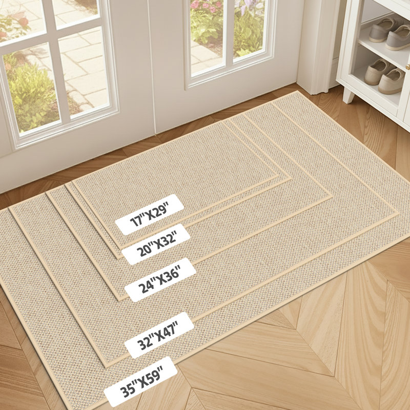 Tapis de porte antidérapant, intérieur en caoutchouc, L 24 po x L 36 po, Beige