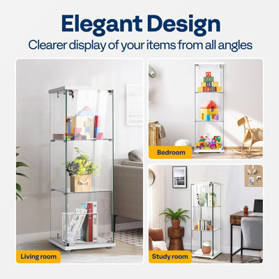 3 Layers Glass Display Cabinet With Lock