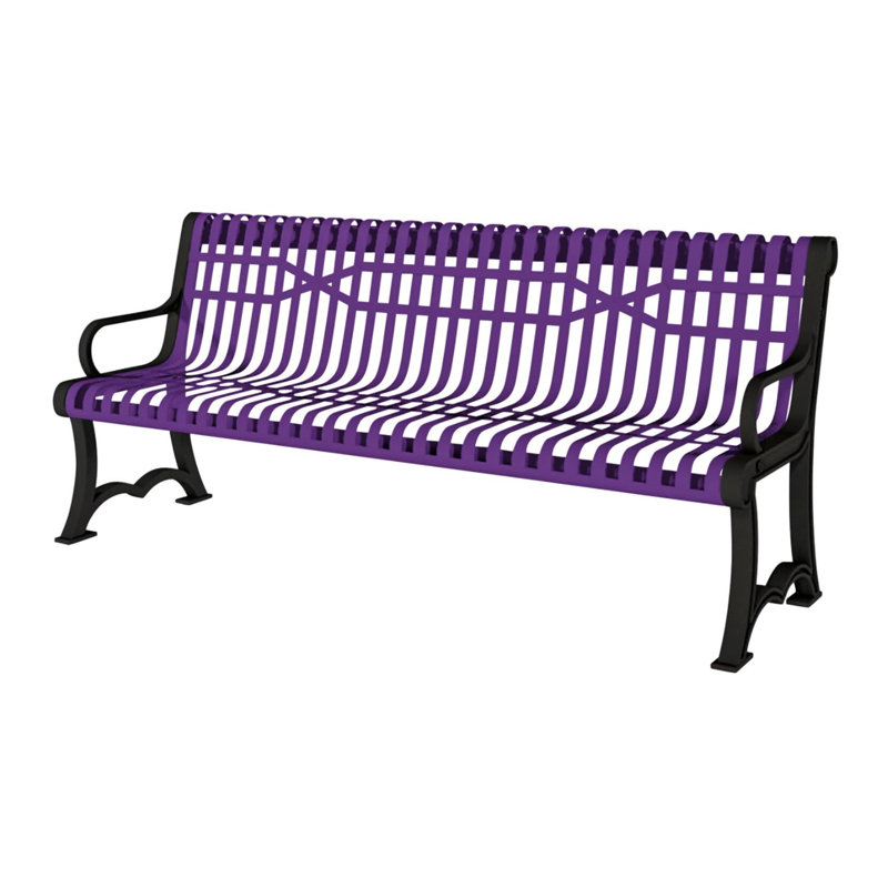 Banc violet à lattes, 120 cm, avec dossier, portable, Banc de jardin portatif de 4 pi à lattes, Mauve