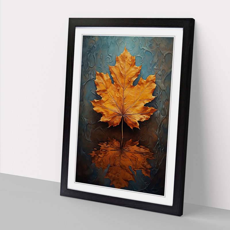 Leaf Realism - Single Picture Frame Print on Wood, 46cm H x 34cm W x 2cm D, Black Framed