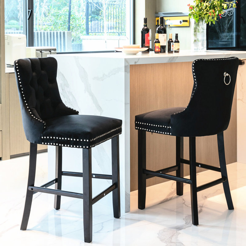 Chaises de bar rembourrées en velours Modern