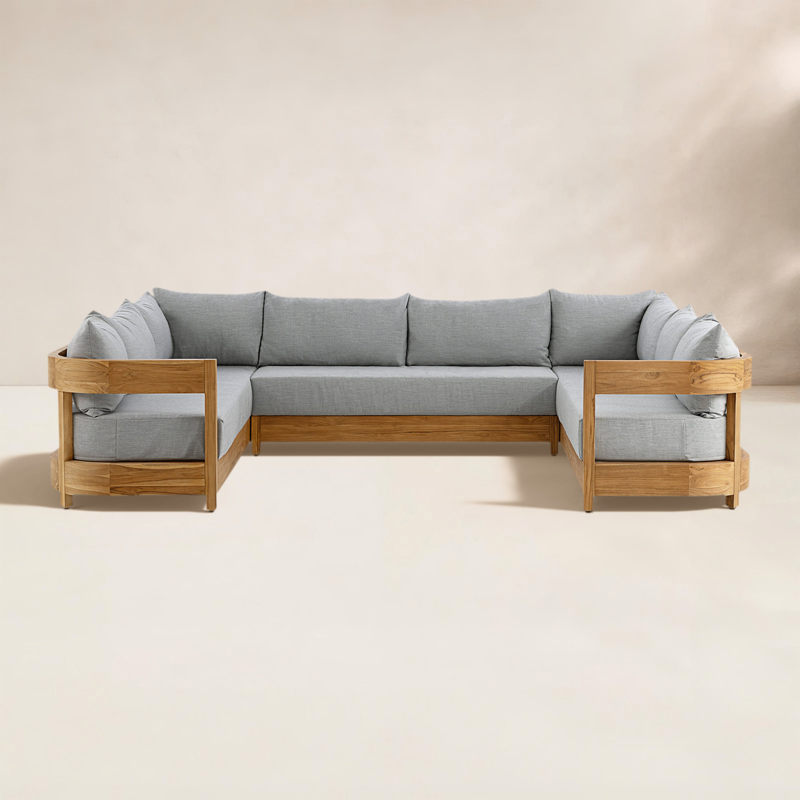 Everlee U-Shaped Teak Sectional with Sunbrella Cushions