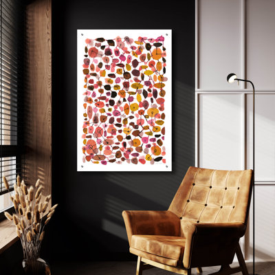 'Mid Century 3 Plum Vertical' by Cheryl Warrick Acrylic Glass Wall Art, 24" x 36"