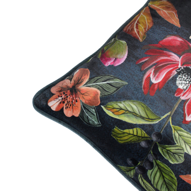 Midnight Garden Floral Velvet Cushion Cover