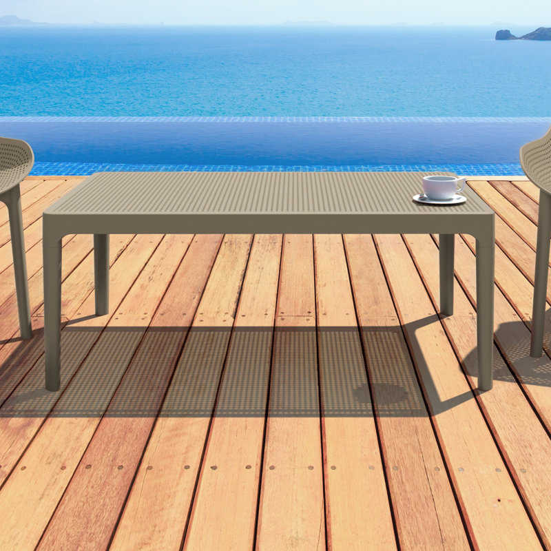 Farrah Rectangular Outdoor Coffee Table , 23.6'' in. W 19.6'' in. D, Taupe, 23.6"W x 15.7"H x 39.4"L