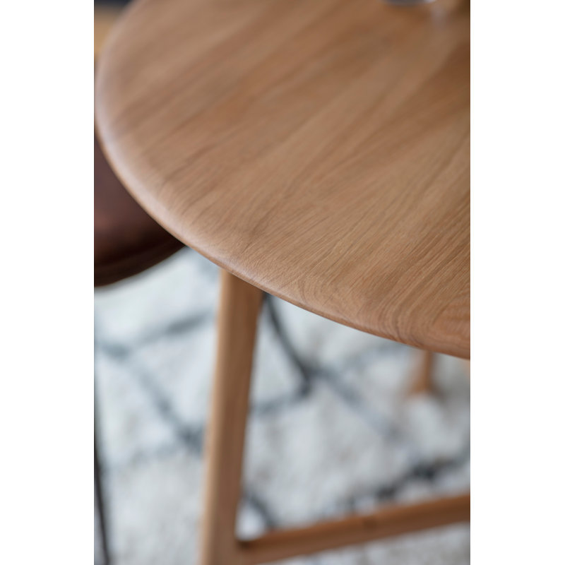 Anneliese Oak Round Solid Wood Dining Table, Oak