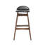  Tabourets de bar en cuir de polyuréthane brun foncé, ensemble luxueux de 2 chaises de pub de style Mid-Century moderne, tabourets contemporains en bois à finition noyer à dossier bas