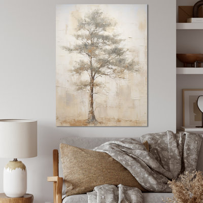 «Beige Tree Pine Zen Scenery III», reproduction d'art sur toile