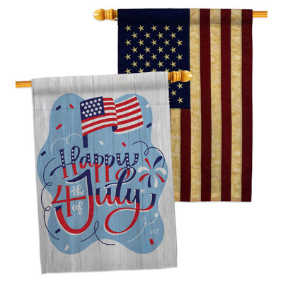Double Sided 40'' H x 28'' W Polyester Independence Day House Flag