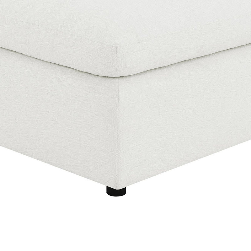 Repose-pieds Allias, tissu Boucle, coussins en mousse moelleuse, 44 po, Blanc