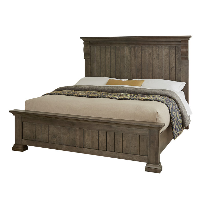 Lit en bois massif Corbel, Grand, Sable foncé