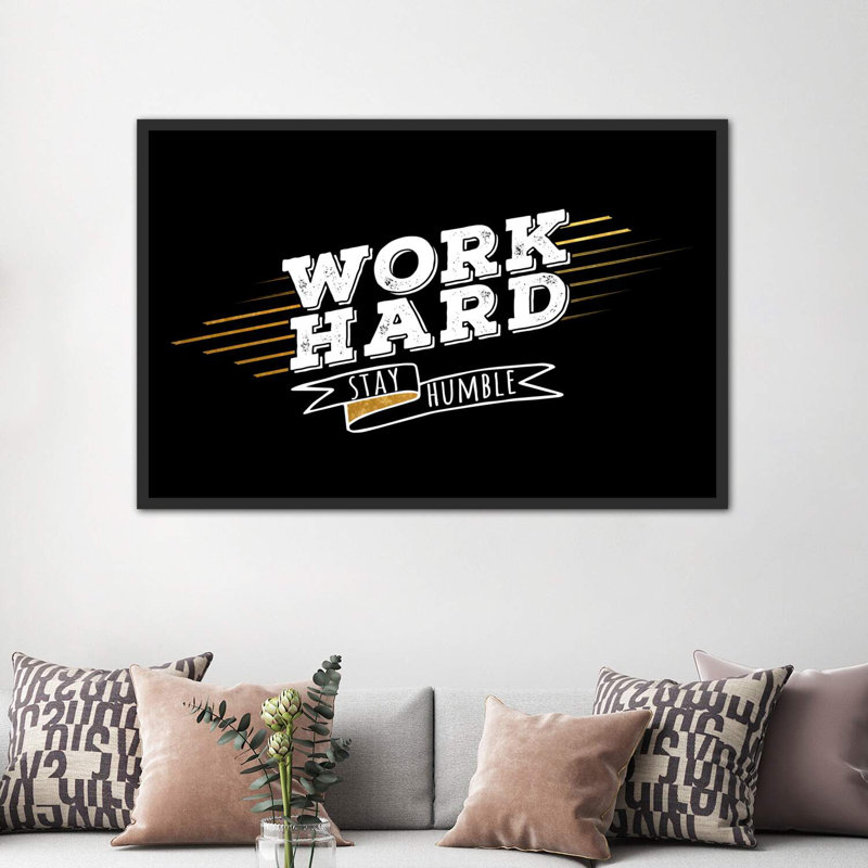 Work Hard IV par Print, H 40 po x l 60 po x P 1,5 po, Papier encadré noir