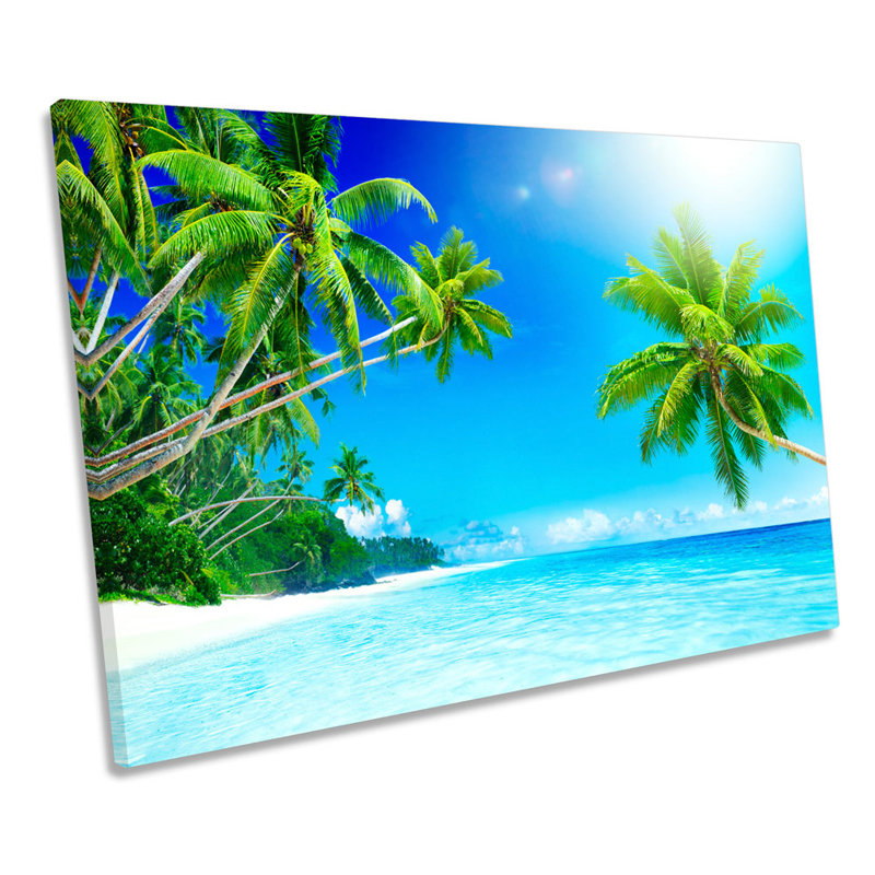 Palm Trees Beach - Wrapped Canvas Print, 61cm H x 91.4cm W x 4cm D
