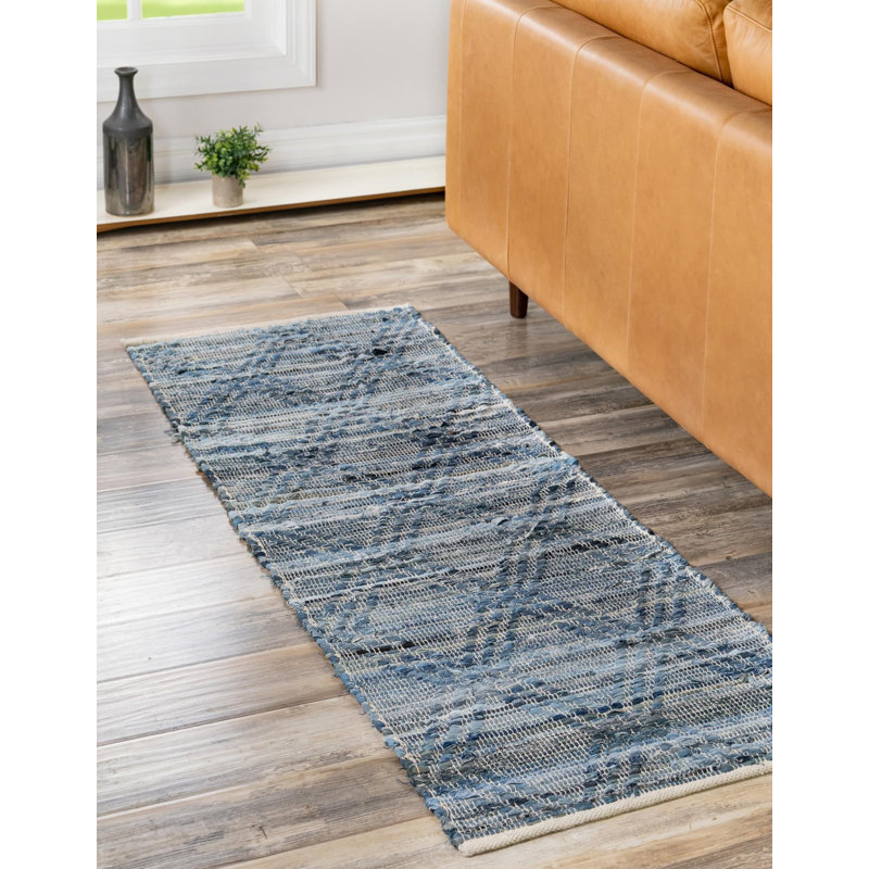Tapis en coton Lessly, Tapis de couloir 2 pi 7 po x 12 pi