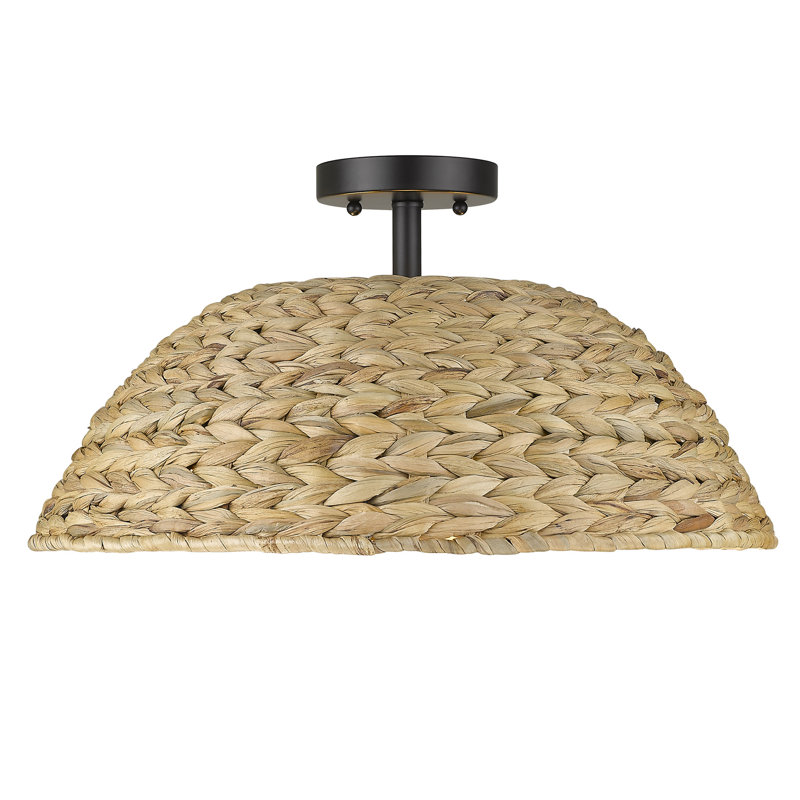 Plafonnier semi-encastré 3 lumières 18,75 po Yelverton, Foin d'odeur tissé