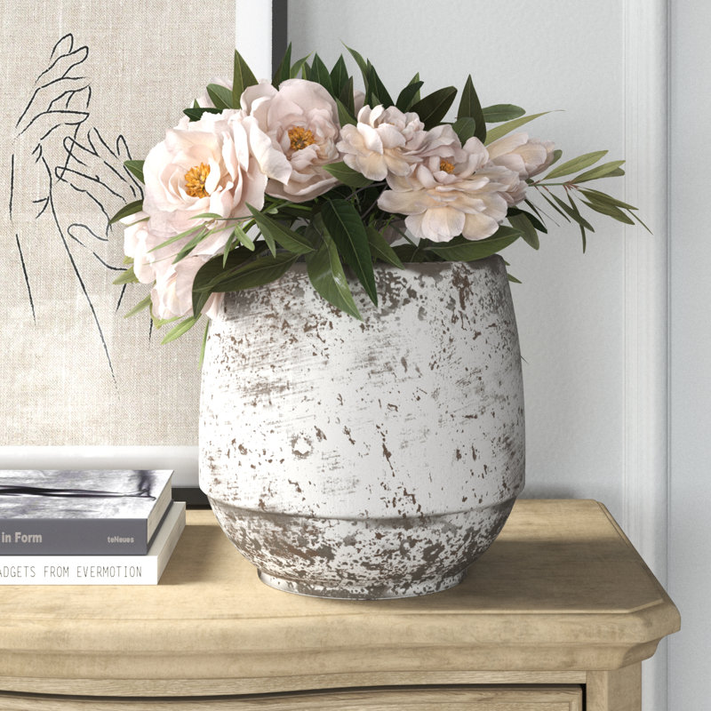 Pot de fleurs rond en ciment Camryn, H 12,4 po x l 12,2 po x P 12,2 po