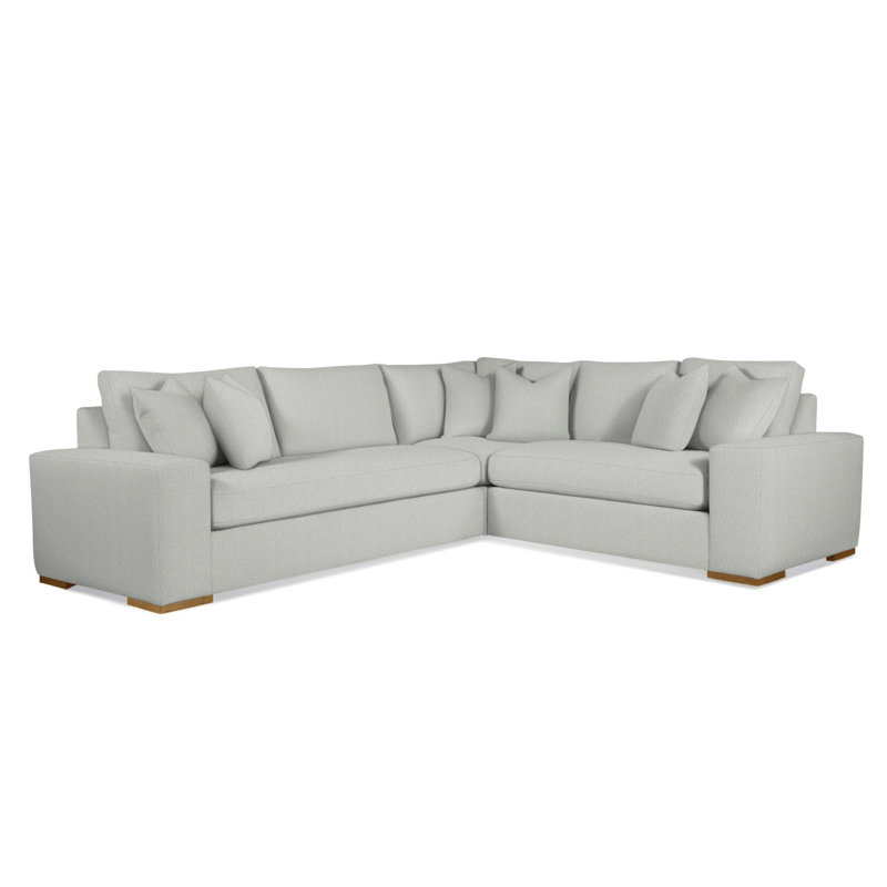 Canapé modulaire Memphis, Performance bleu brume ‑ 0855-54, Accoudoir à droite (vu de face), Miel