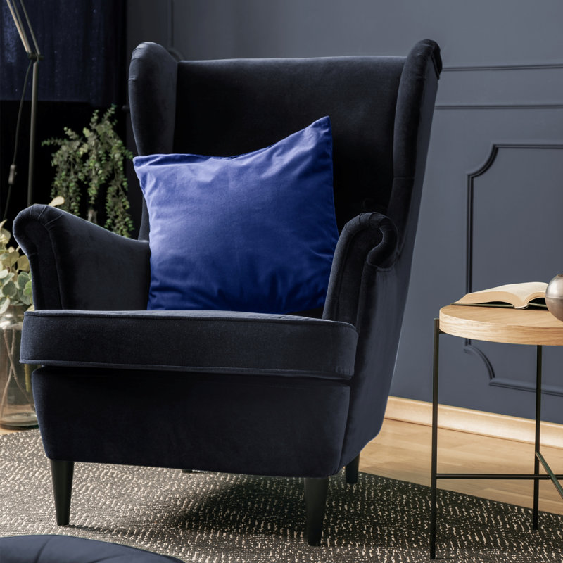 2 pièces luxueuses en duvet carré haut de gamme, Bleu foncé, 24 po x 24 po, Housse de coussin seulement - sans insert