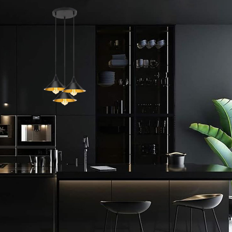 Rosenthal 3-Light Cluster Cone Pendant, Black