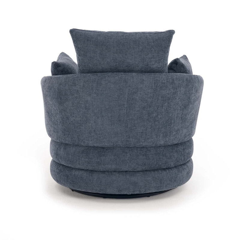 Upholstered Swivel Barrel Chair, Breeze Blue Chenille