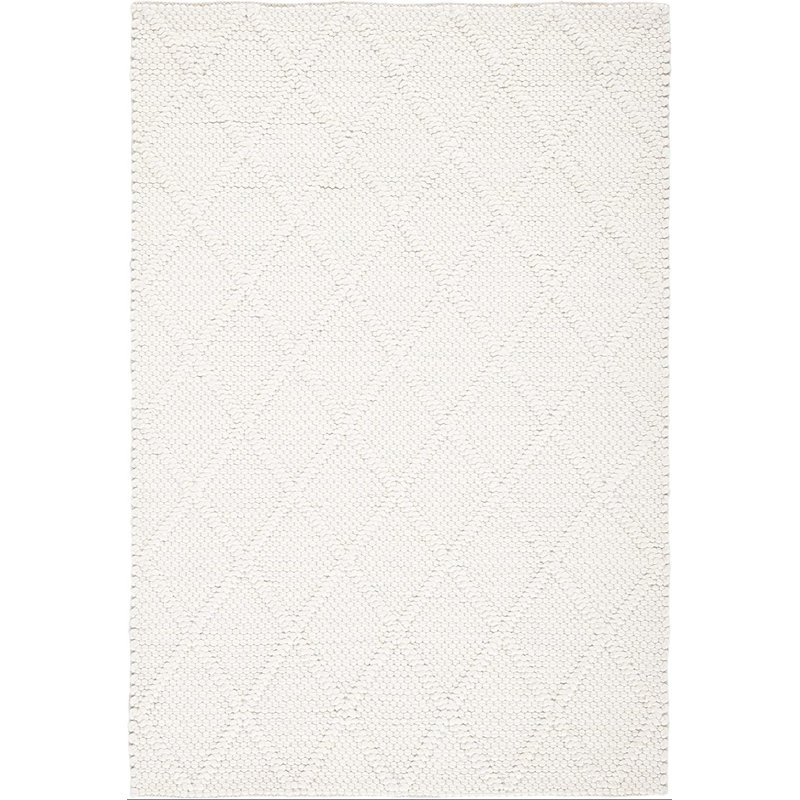 Tapis ivoire en laine / viscose tissé à la main à motif géométrique Krizal, Rectangle 2 pi 3 po x 4 pi