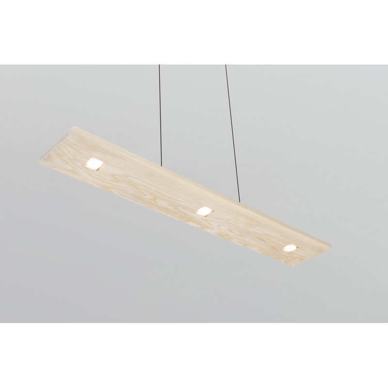 Vix Dimmable LED Pendant, 3500K, 0.75" H x 48" W x 8" D, White Washed Oak