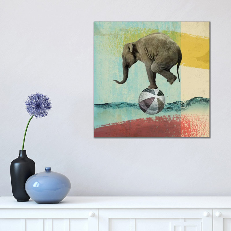 Balance Elephant 1 Piece Wrapped Canvas Wall Art, 45.72cm H x 45.72cm W x 1.905cm D