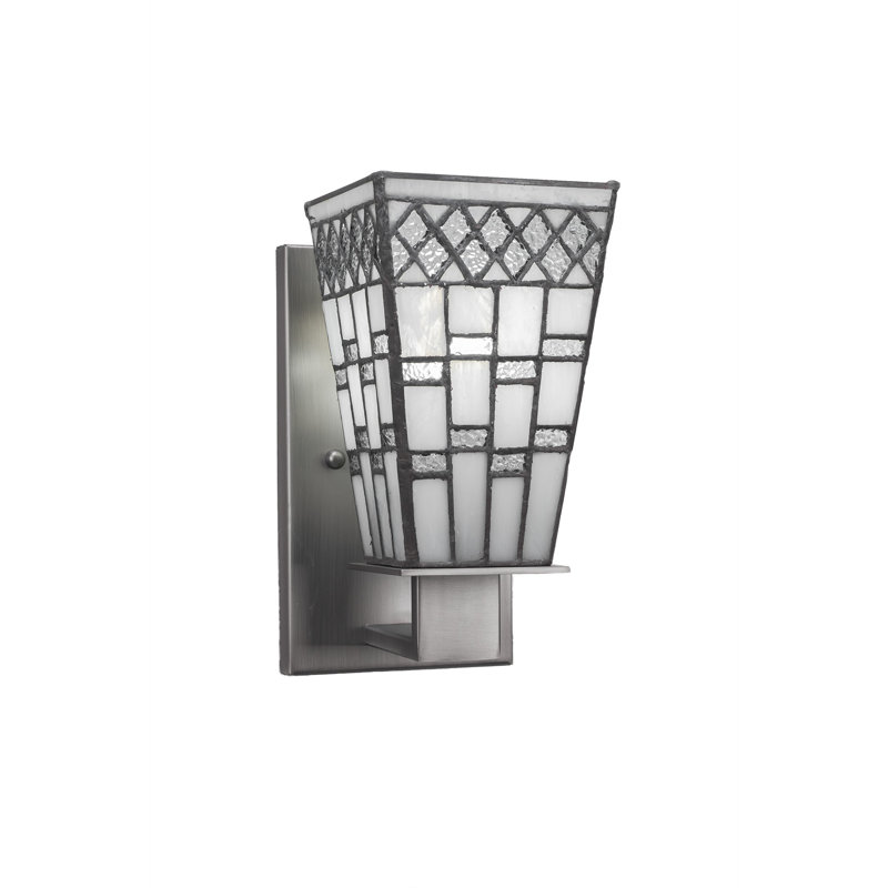 Eurig Wall Sconce Shown In Graphite Finish With 5" Square Pewter Art Glass
