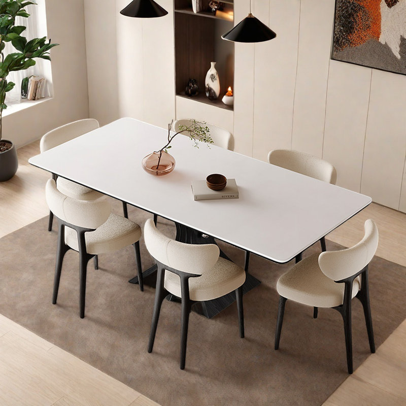 High-end black rectangular dining table set, 29.52"H x 59.05"L x 31.49"W