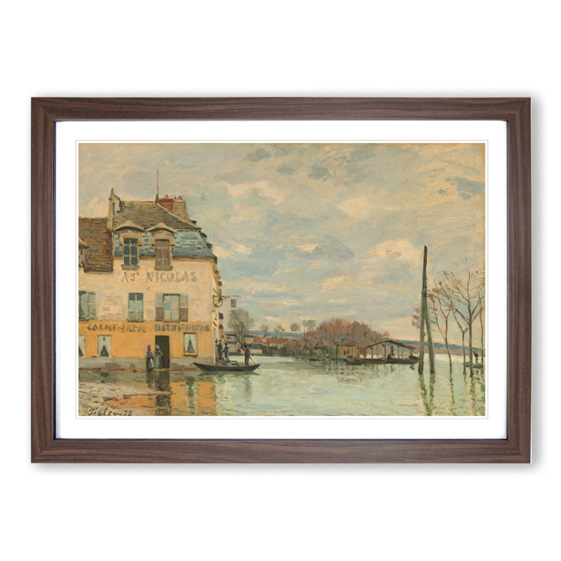 Flood at Port-Marly by Alfred Sisley - Framed Print, Walnut Framed, 36cm H x 48cm W x 2cm D