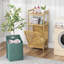 Panier à linge inclinable en bambou à 2 niveaux avec tablette et panier