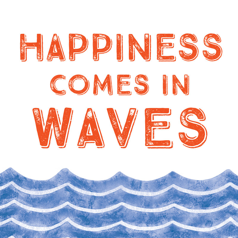 Happiness Waves - Wrapped Canvas Print, 30cm H x 30cm W x 3.8cm D
