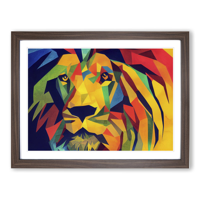 Abstract Lion Vol.3 - Framed Print, 34cm H x 46cm W x 2cm D, Walnut