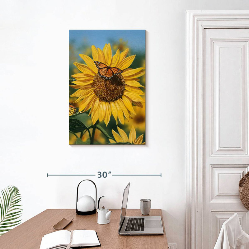 Harnek, tournesols, papillons, saison estivale, H 30 po x l 20 po