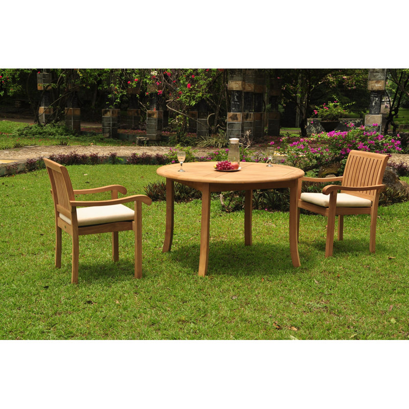 Onique Outdoor 4 - Piece Teak Dining Set, 30.5" H x 48" L x 48" W, 6