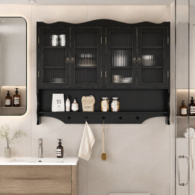 Armoire de rangement murale 39,37 "à 4 portes et 2 niveaux avec support ouvert pour salle à manger