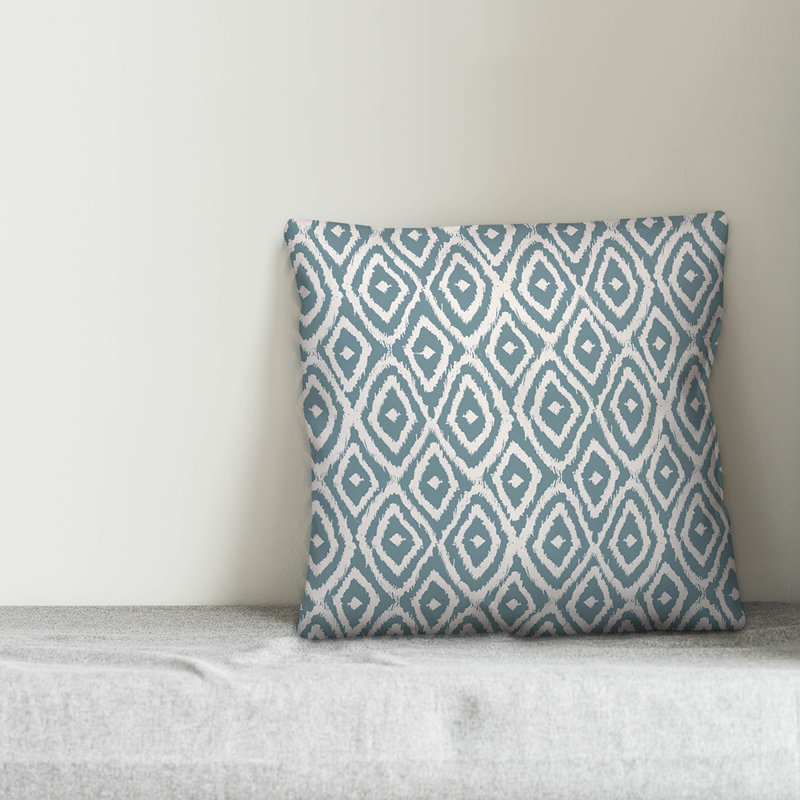Geometric Throw Pillow, 16" x 16", Blue/White