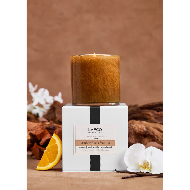 Amber Black Vanilla Scented Jar Candle, 4" H x 4" W x 4" D
