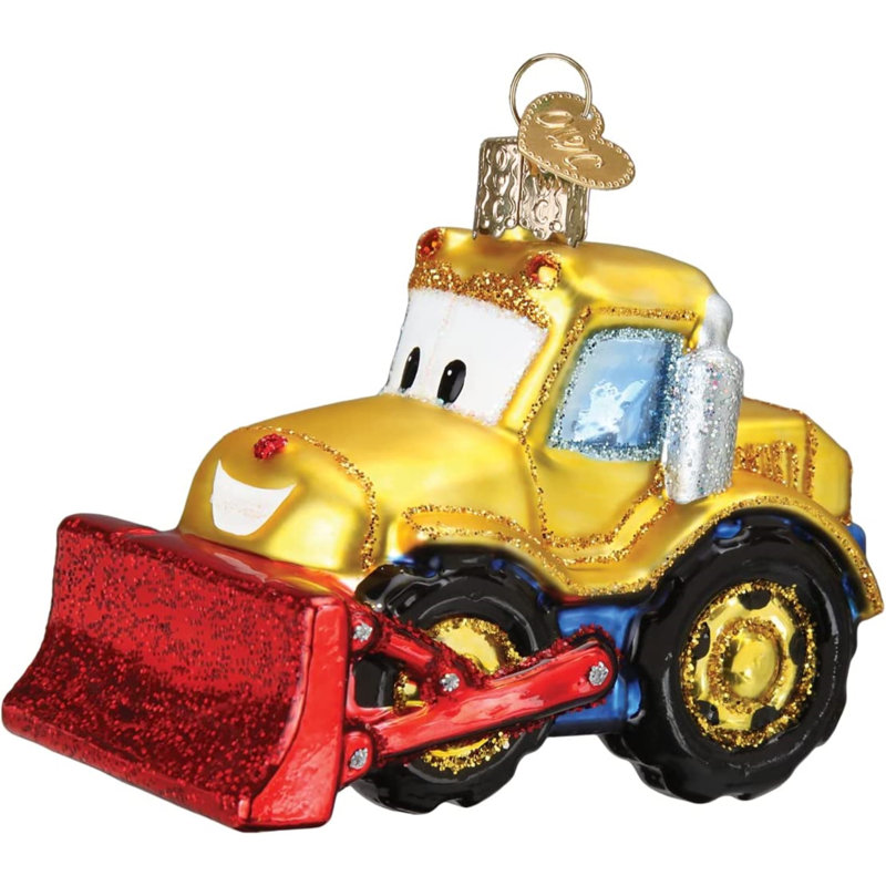 Old World Christmas Blown Glass Ornament for Christmas Tree, Bright-Eyed Bulldozer