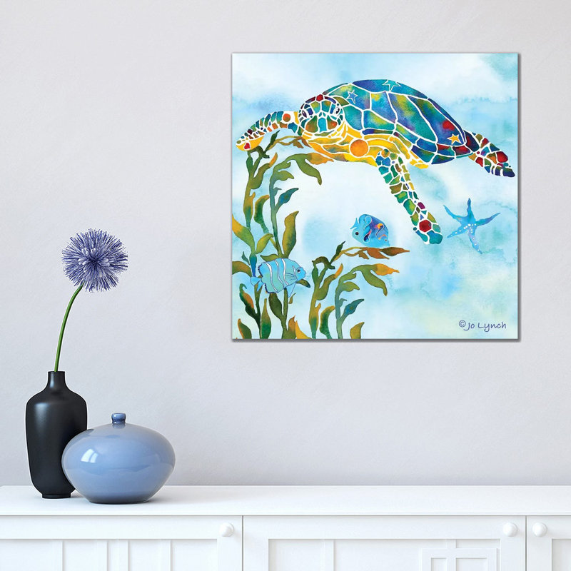 Sea Turtle Kelp Fish by Jo Lynch - Wrapped Canvas Gallery-Wrapped Canvas Giclée