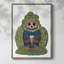 Latte Owl dans un chandail, reproduction encadrée - bois massif