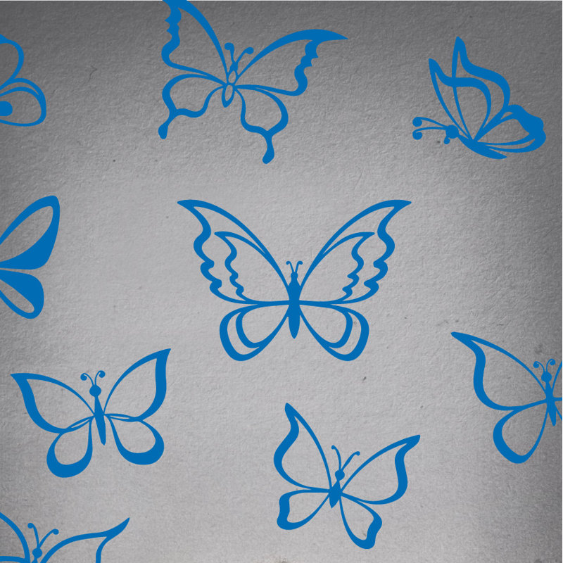Adhésif décoratif papillon, Bleu azur, H 55 po x l 58 po x P 0,01 po