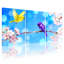 Birds Birds Cherry Blossoms Sky Blue Spring Colors Vibrant Nature, ensemble de 3 impressions sur toile-1195542053